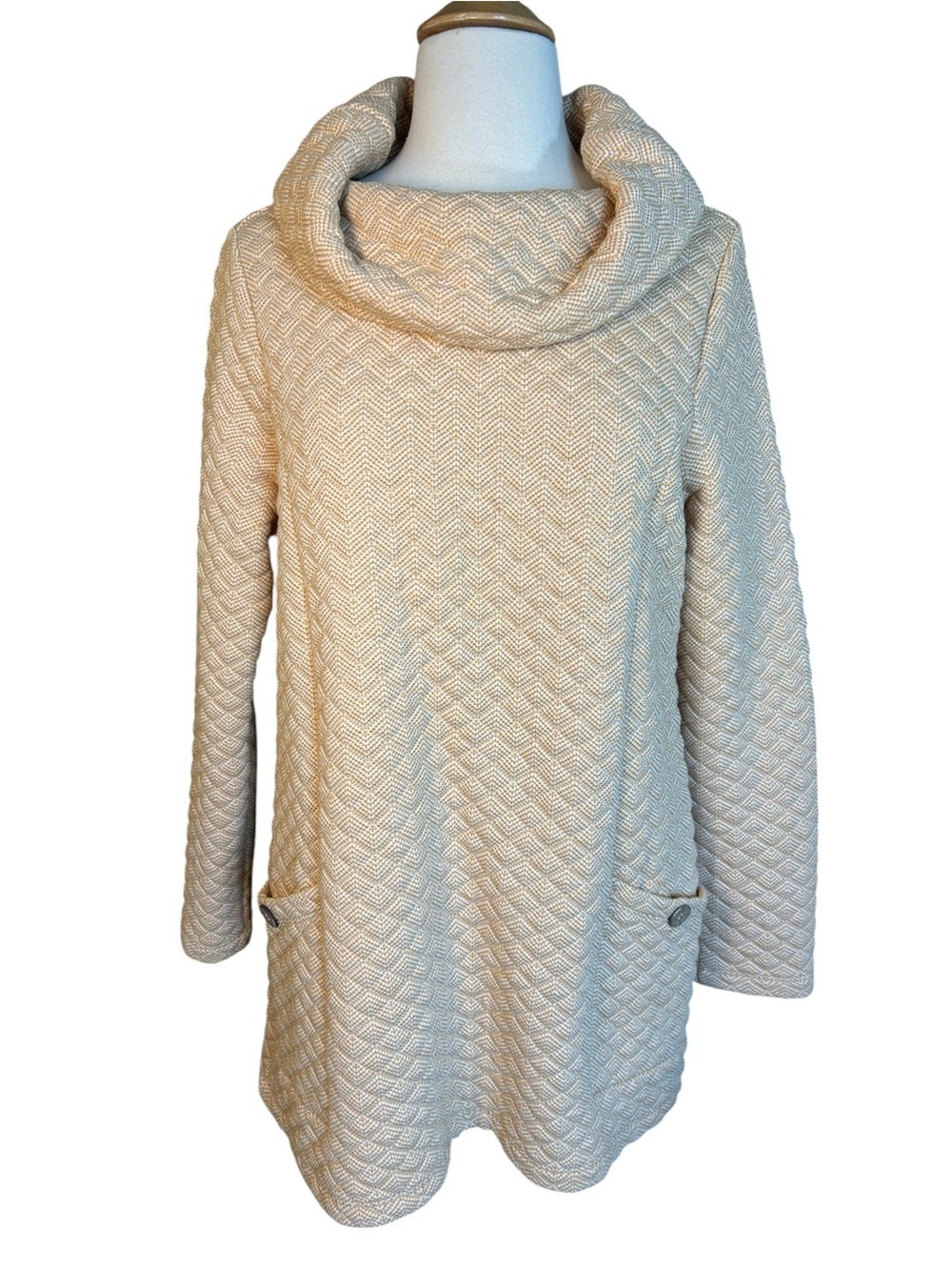 Soft Surroundings St. Germain cowl-neck tunic quilted sweater size M